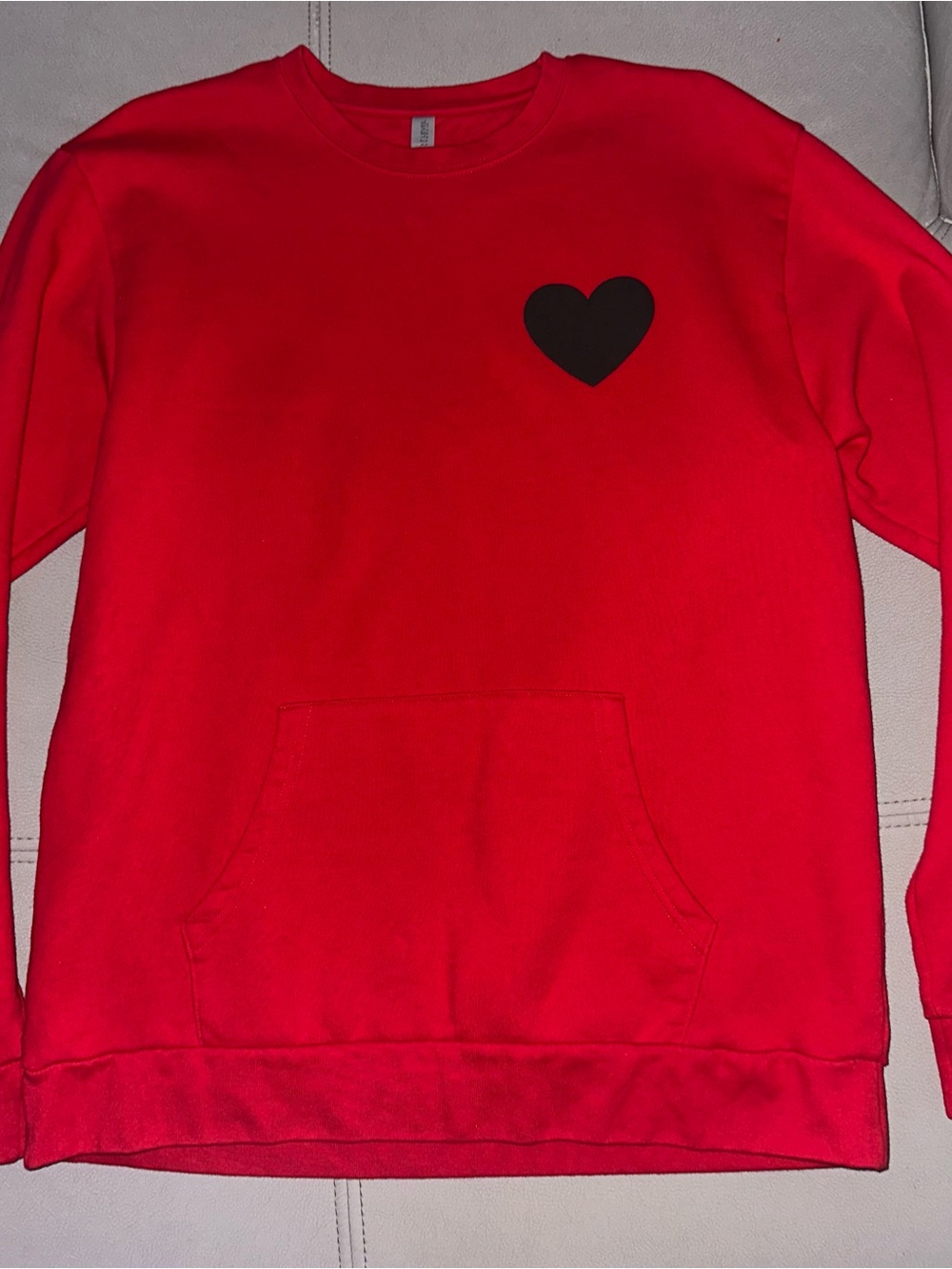 Next Level Apparel Red Crewneck Sweatshirt with Black Heart